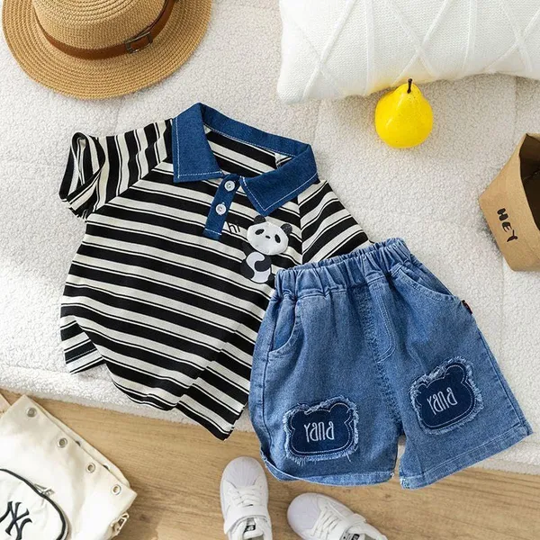Black_Trendy_&_Comfortable_P&A_Denim_Shorts_Set_For_Boys