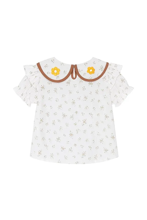 White_Trendy_&_Comfortable_Peter_Pan_Collared_Shorts_Set_For_Girls