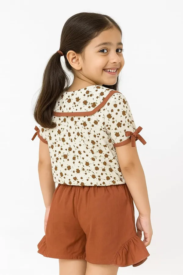 Brown_Trendy_&_Comfortable_Matching_Shorts_Set_For_Girls