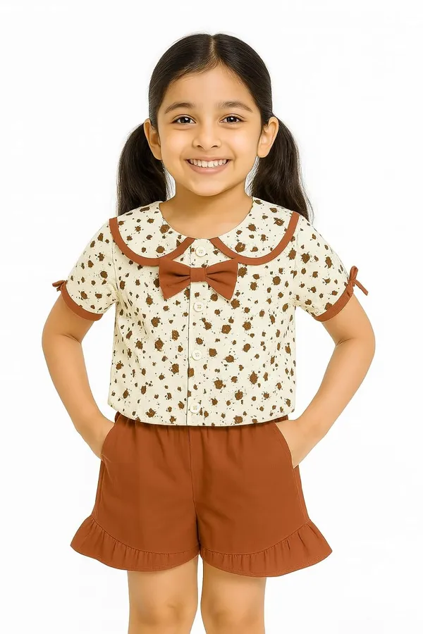 Brown_Trendy_&_Comfortable_Matching_Shorts_Set_For_Girls