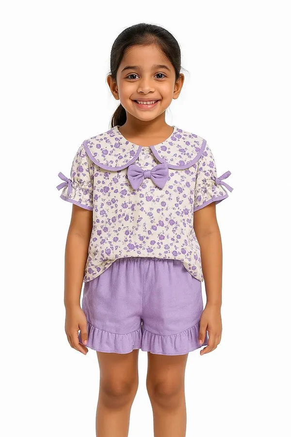 Purple_Trendy_&_Comfortable_Matching_Shorts_Set_For_Girls