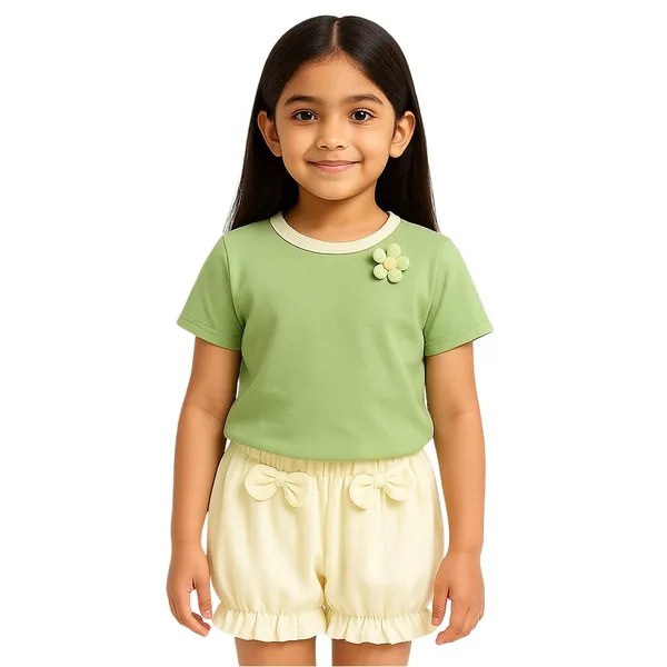 Green_Trendy_&_Comfortable_Floral_Ruffle_Set_For_Girls
