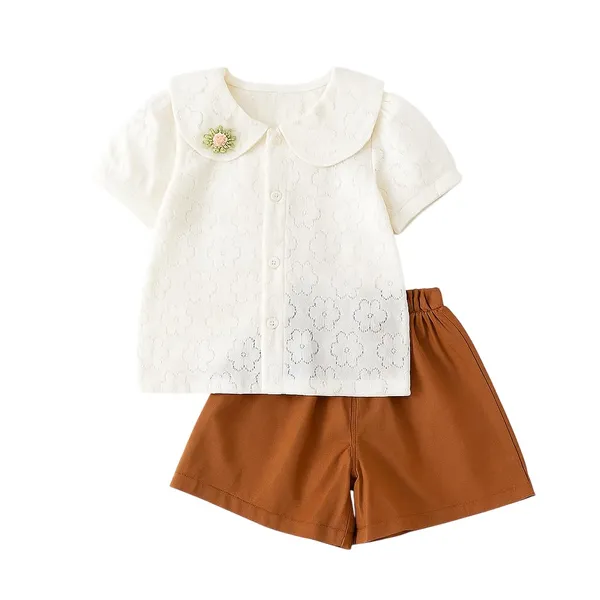 Brown_Trendy_&_Comfortable_White_Eyelet_Top_With_Wide_Shorts_Set_For_Girls