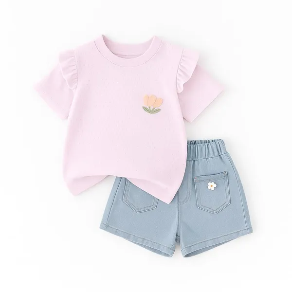 Lavender_Trendy_&_Comfortable_Embroidered_Flower_Top_&_Denim_Set_For_Girls