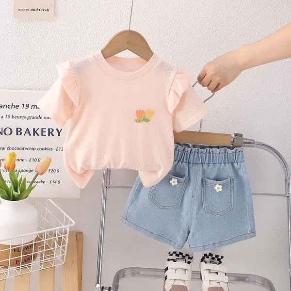 Pink_Trendy_&_Comfortable_Embroidered_Flower_Top_&_Denim_Set_For_Girls