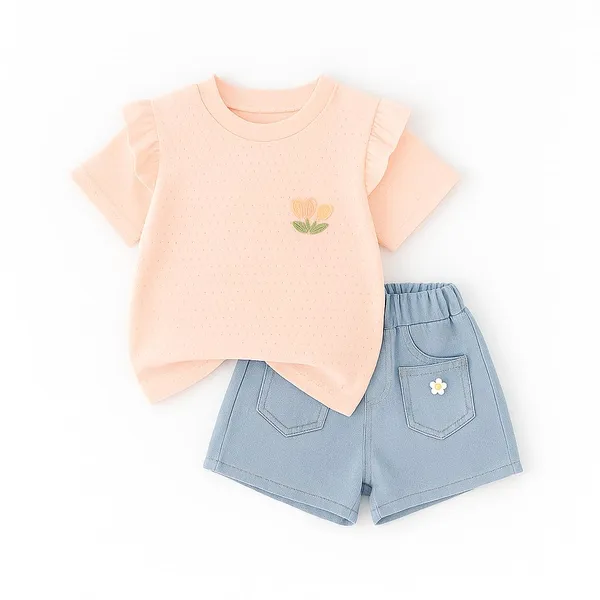 Pink_Trendy_&_Comfortable_Embroidered_Flower_Top_&_Denim_Set_For_Girls
