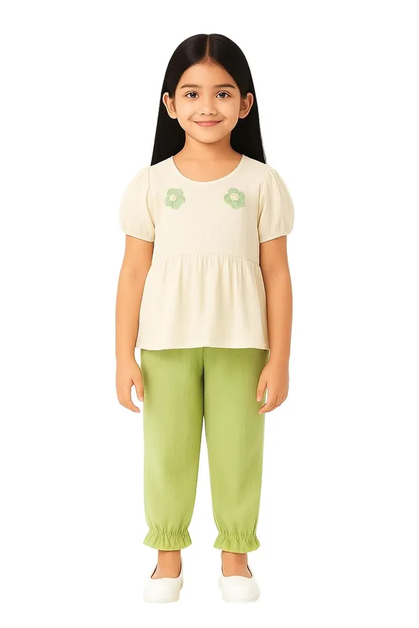 White_Trendy_&_Comfortable_Ruffled_Pants_Sets_For_Girls