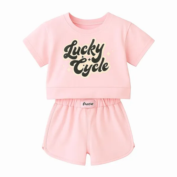 Pink_Trendy_&_Comfortable_Lucky_Cycle_Shorts_Set_For_Girls
