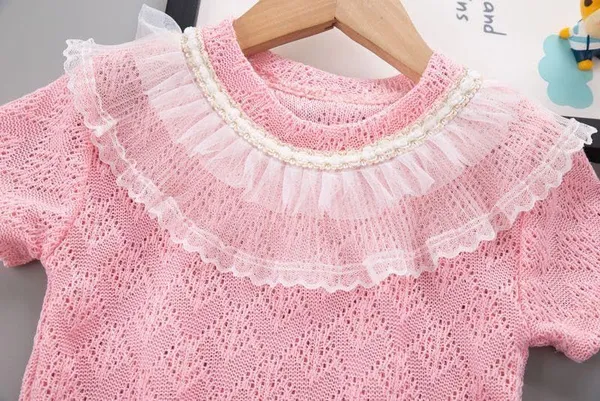 Pink_Trendy_&_Comfortable_Eyelet_Lace_Neckline_Denim_Set_For_Girls
