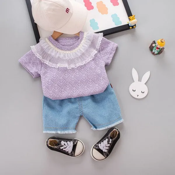 Purple_Trendy_&_Comfortable_Eyelet_Lace_Neckline_Denim_Set_For_Girls
