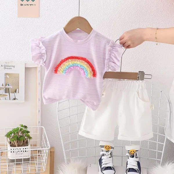 Lavender_Trendy_&_Comfortable_Rainbow_White_Shorts_For_Girls