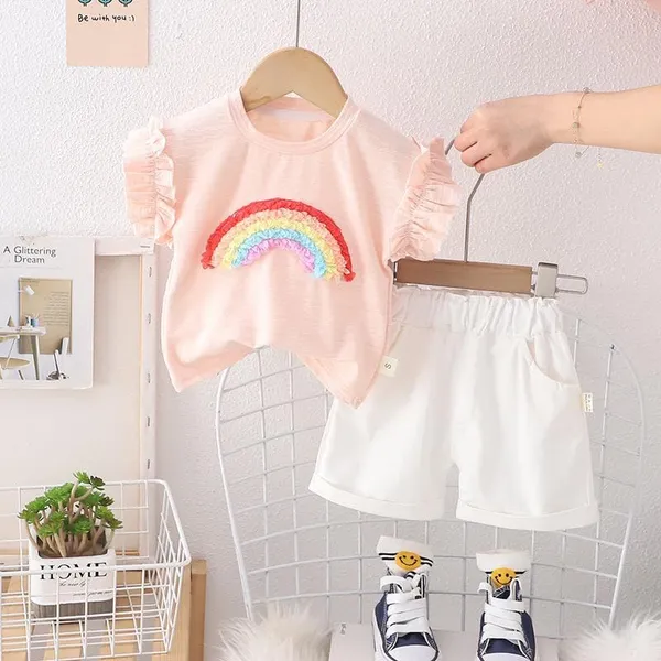 Light_Pink_Trendy_&_Comfortable_Rainbow_White_Shorts_For_Girls