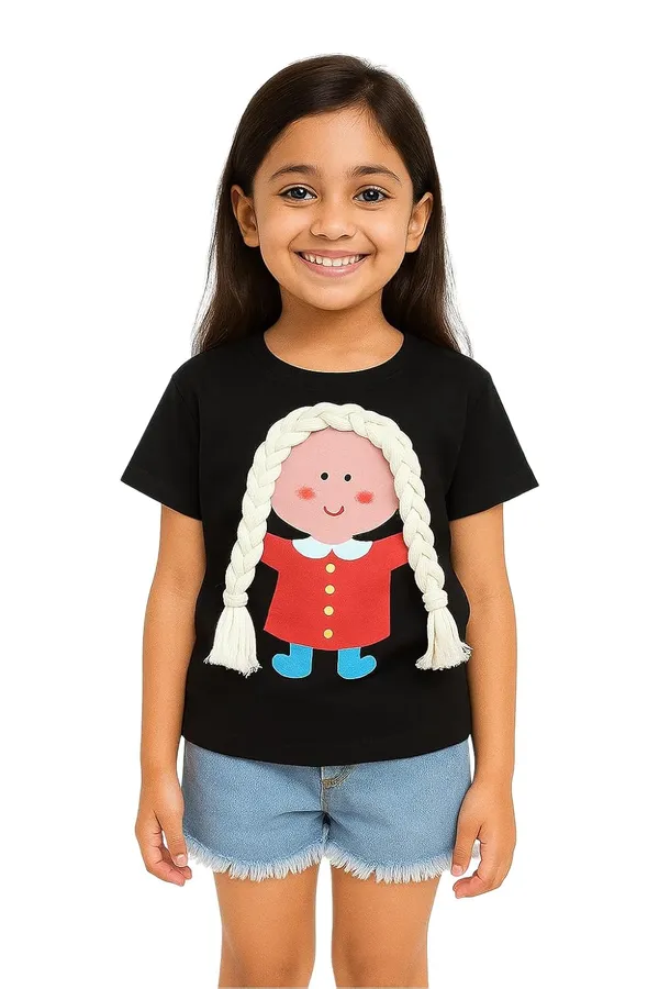Black_Trendy_&_Comfortable_Braided_Hair_Denim_Shorts_Set_For_Girls