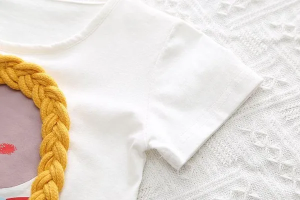 White_Trendy_&_Comfortable_Braided_Hair_Denim_Shorts_Set_For_Girls