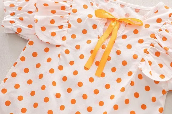 Orange_Trendy_&_Comfortable_Polka_Dot_Denim_Shorts_Set_For_Girls