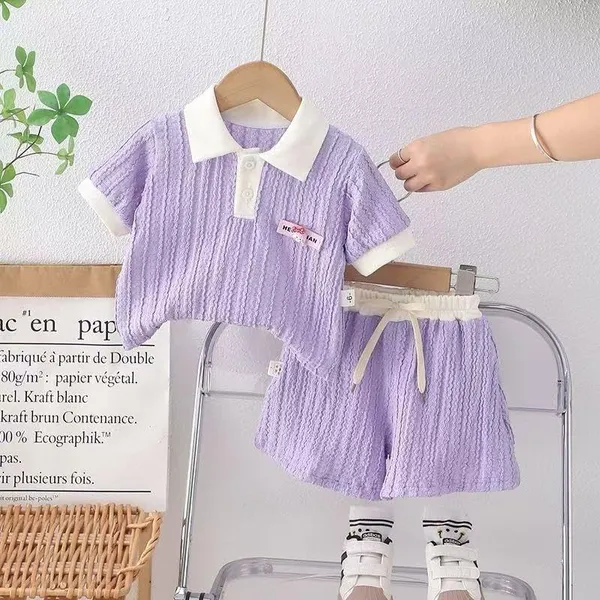 Purple_Solid_Cotton_T-Shirt_With_Shorts_For_Baby_Girls