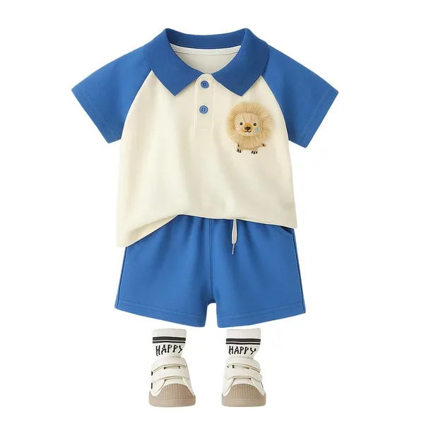Blue_Trendy_&_Comfortable_Lion_T-Shirt_Set_For_Girls