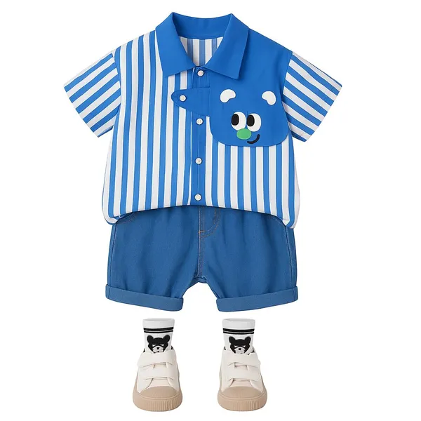 Blue_Trendy_&_Comfortable_Bear_Faced_Shirt_Set_For_Girls