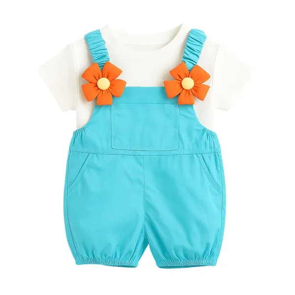 Sea_Green_Trendy_&_Comfortable_Floral_Dungaree_For_Girls