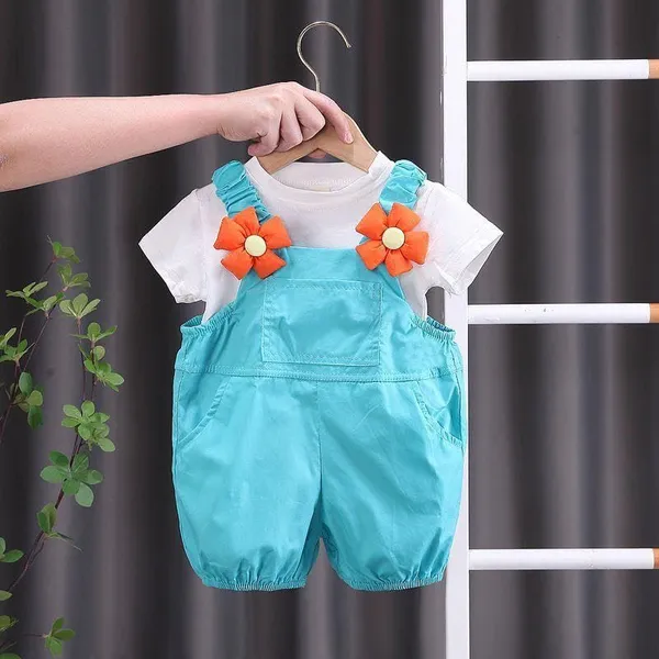 Sea_Green_Trendy_&_Comfortable_Floral_Dungaree_For_Girls