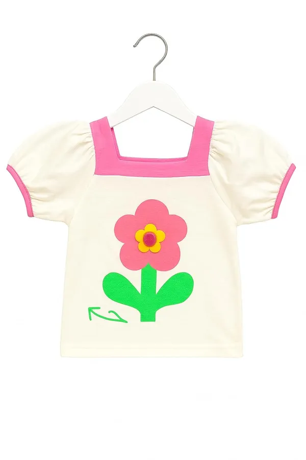Pink_Trendy_&_Comfortable_Sunny_Bloom_Puff-Sleeve_Top_&_Skirt_Set_For_Girls
