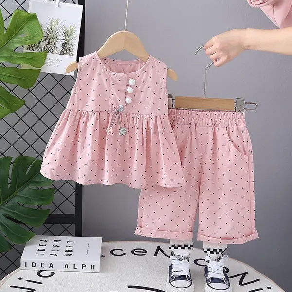 Pink_Trendy_&_Comfortable_Small_Polka_Dots_Set_For_Girls