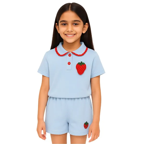 Blue_Trendy_&_Comfortable_Strawberry_Shorts_Set_For_Girls