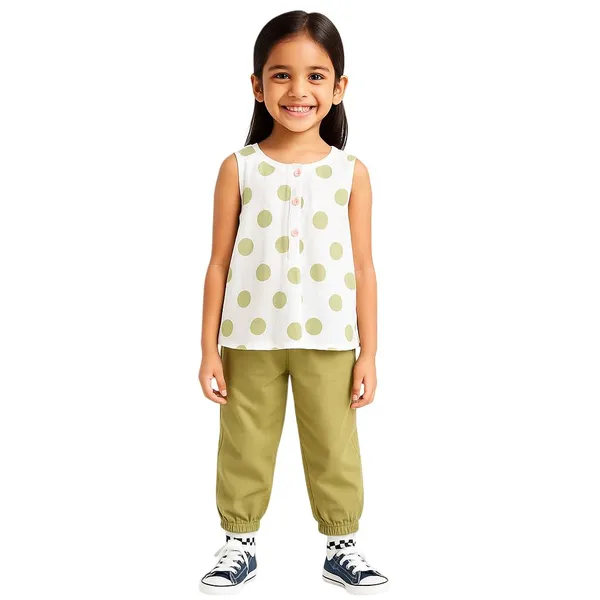 Green_Trendy_&_Comfortable_Polka_Dots_Pant_Set_For_Girls