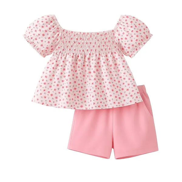 Pink_Trendy_&_Comfortable_Small_Flower_Shorts_Set_For_Girls