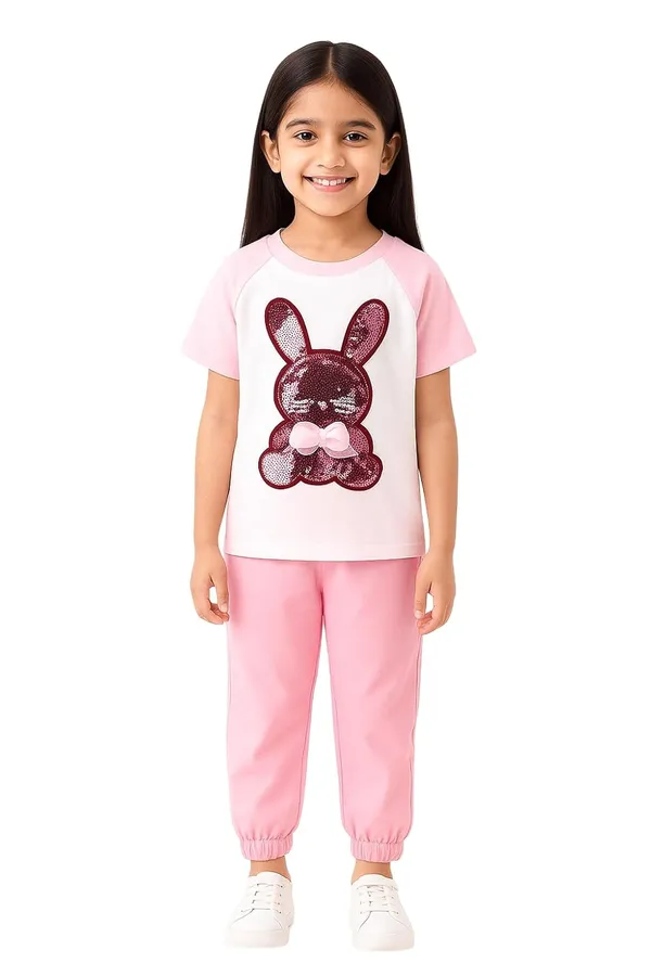 Pink_Trendy_&_Comfortable_Sequinned_Bunny_Pant_Set_For_Girls