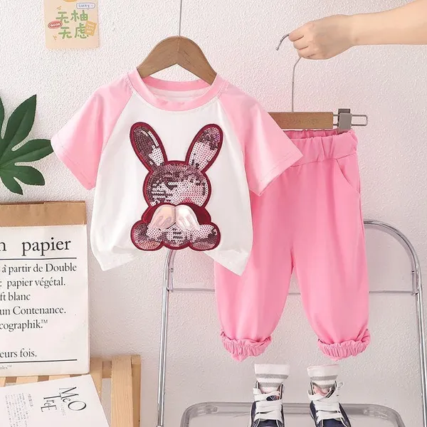 Pink_Trendy_&_Comfortable_Sequinned_Bunny_Pant_Set_For_Girls
