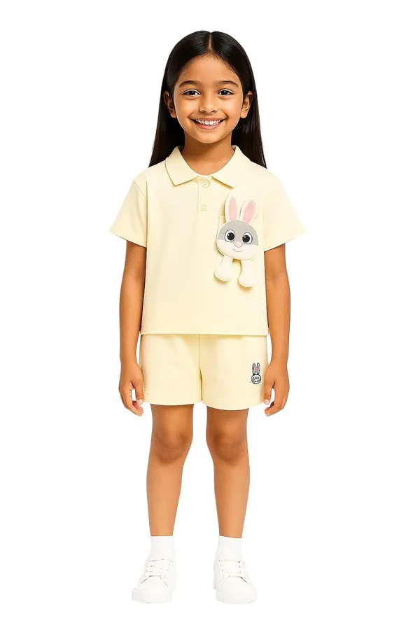 White_Trendy_&_Comfortable_Bunny_Shorts_Set_For_Girls