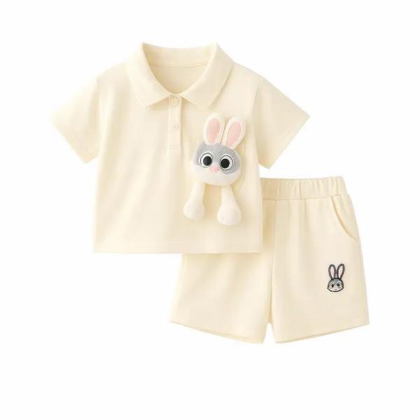 White_Trendy_&_Comfortable_Bunny_Shorts_Set_For_Girls
