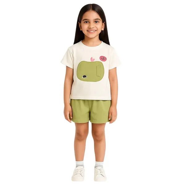 Green_Trendy_&_Comfortable_Apple_Shorts_Set_For_Baby_Girls