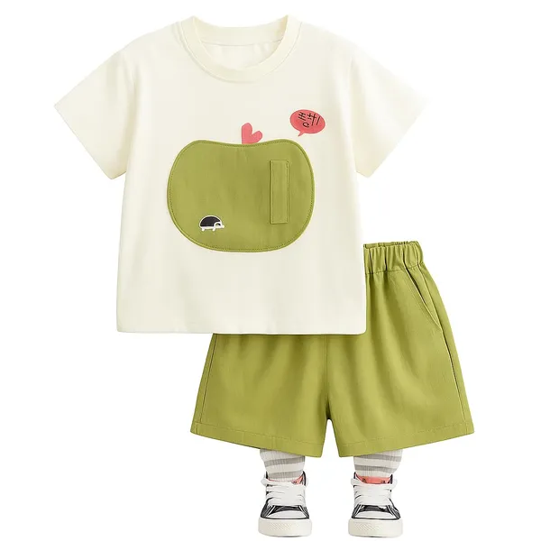 Green_Trendy_&_Comfortable_Apple_Shorts_Set_For_Baby_Girls