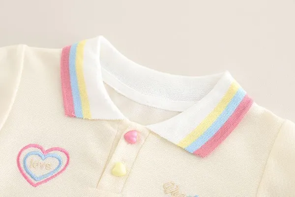 Cream_Trendy_&_Comfortable_Polo_T-Shirts_Shorts_Set_For_Baby_Girls