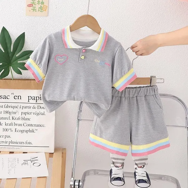 Grey_Trendy_&_Comfortable_Polo_T-Shirts_Shorts_Set_For_Baby_Girls
