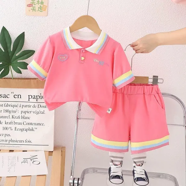 Pink_Trendy_&_Comfortable_Polo_T-Shirts_Shorts_Set_For_Baby_Girls