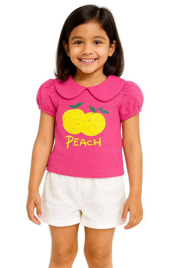 Pink_Trendy_&_Comfortable_Puff-Sleeve_Collar_Tee_&_Comfy_Cotton_Shorts_Set_For_Sunny-Day_Smiles_For_Girls