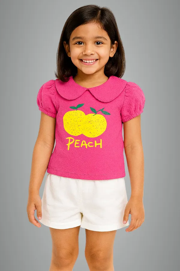Pink_Trendy_&_Comfortable_Puff-Sleeve_Collar_Tee_&_Comfy_Cotton_Shorts_Set_For_Sunny-Day_Smiles_For_Girls