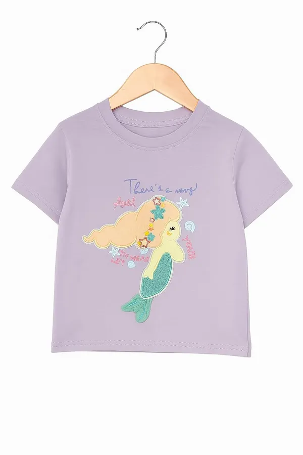 Lavender_Trendy_&_Comfortable_Mermaid_Plaid_Magic_Skirt_And_T-Shirt_Set_For_Girls
