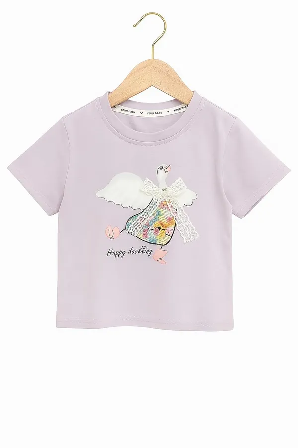 Lavender_Trendy_&_Comfortable_Duckling_Day-Dream_Skirt_And_T-Shirt_Set_For_Girls