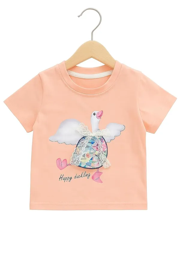 Pink_Trendy_&_Comfortable_Duckling_Day-Dream_Skirt_And_T-Shirt_Set_For_Girls