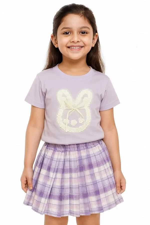 Lavender_Trendy_&_Comfortable_Bunny_Bow_Whirl_Skirt_And_T-Shirt_Set_For_Girls