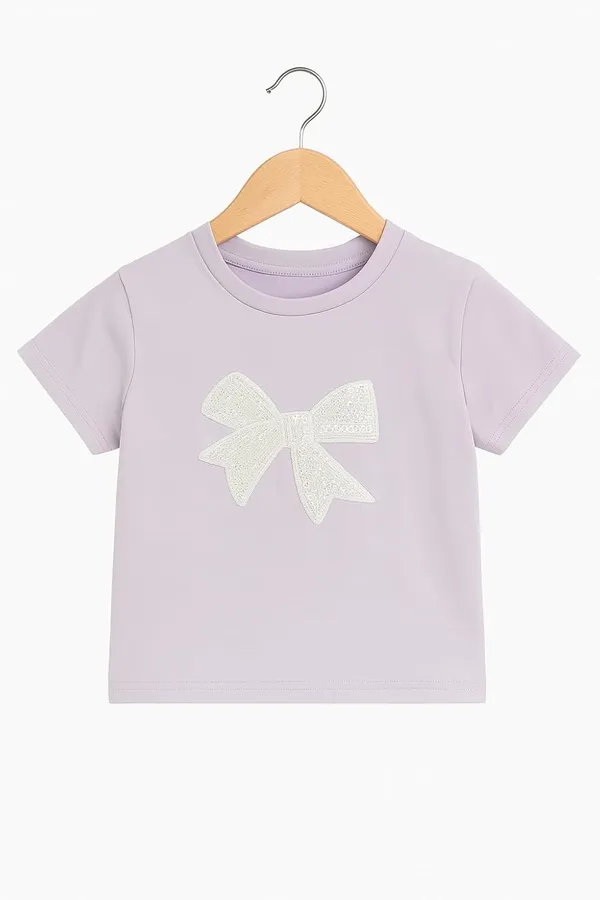 Lavender_Trendy_&_Comfortable_Pearl_Bow_Twirl_Skirt_And_T-Shirt_Set_For_Girls