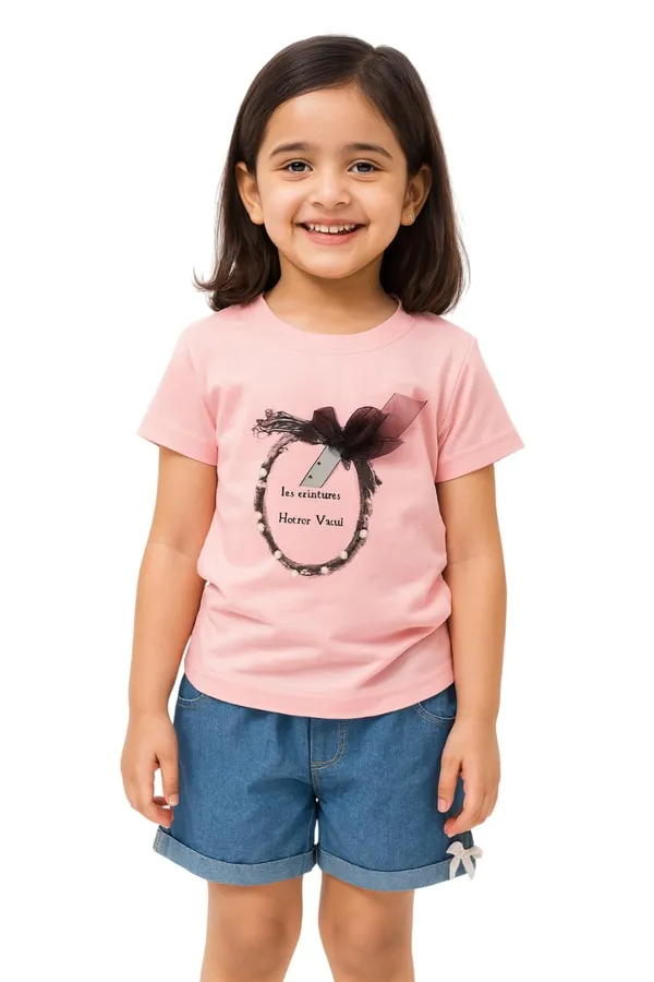 Pink_Trendy_&_Comfortable_Comfy_Denim-Style_Shorts_Finished_With_A_Cute_Ribbon_Accent_For_Girls
