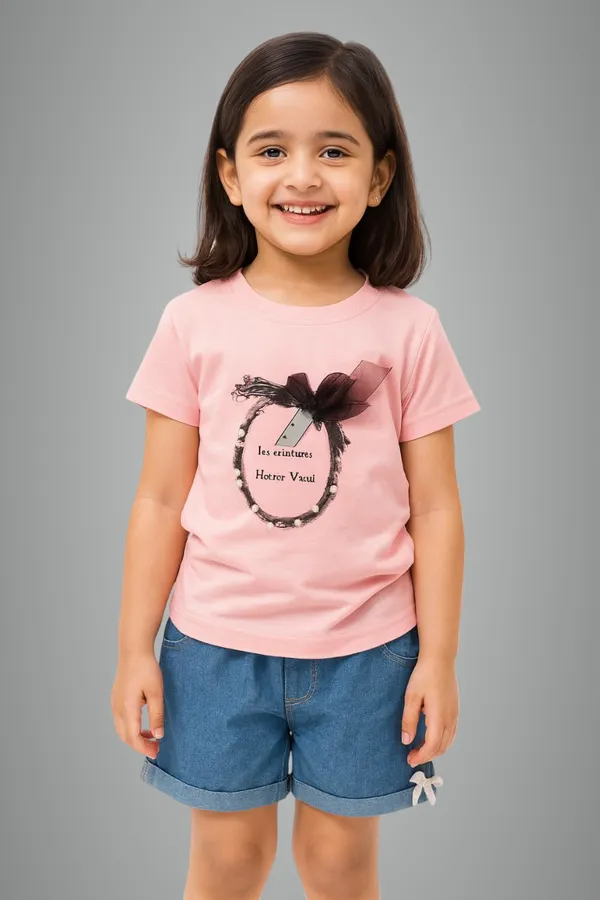Pink_Trendy_&_Comfortable_Comfy_Denim-Style_Shorts_Finished_With_A_Cute_Ribbon_Accent_For_Girls
