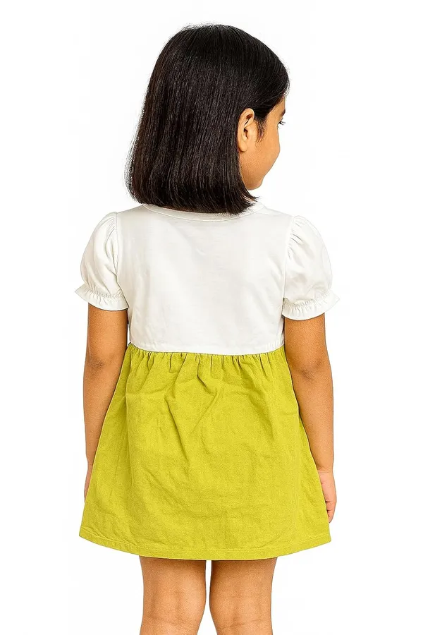 Green_Trendy_&_Comfortable_Daisy-Strap_Pinafore_Dress_&_Puff-Sleeve_Tee_For_Girls