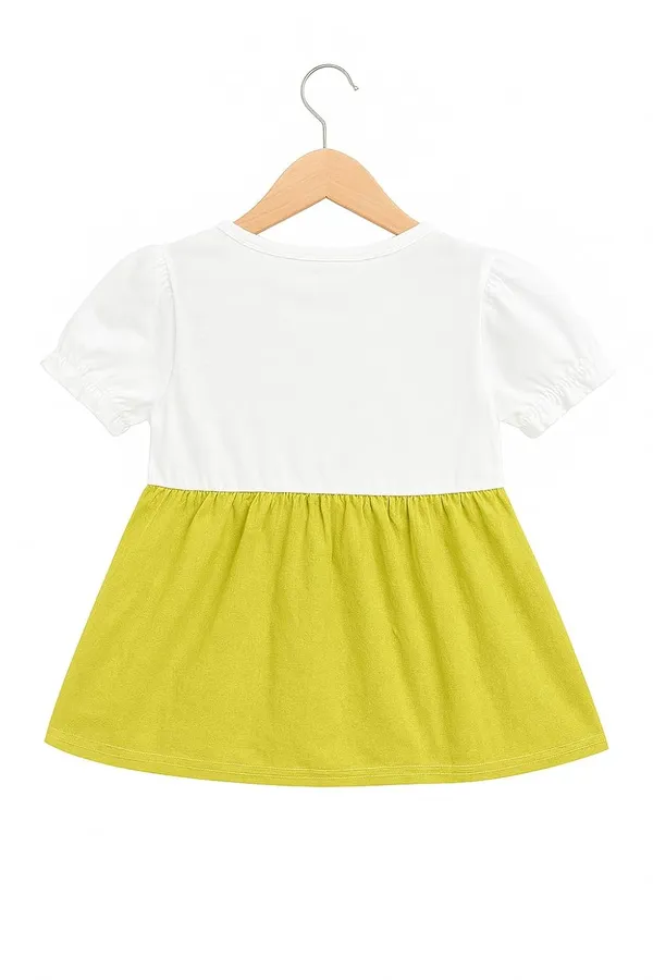 Green_Trendy_&_Comfortable_Daisy-Strap_Pinafore_Dress_&_Puff-Sleeve_Tee_For_Girls