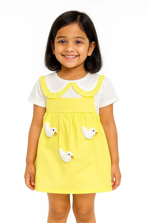 Yellow_Trendy_&_Comfortable_Ducky-Applique_Pink_Pinafore_&_Peter-Pan_Tee_For_Girls